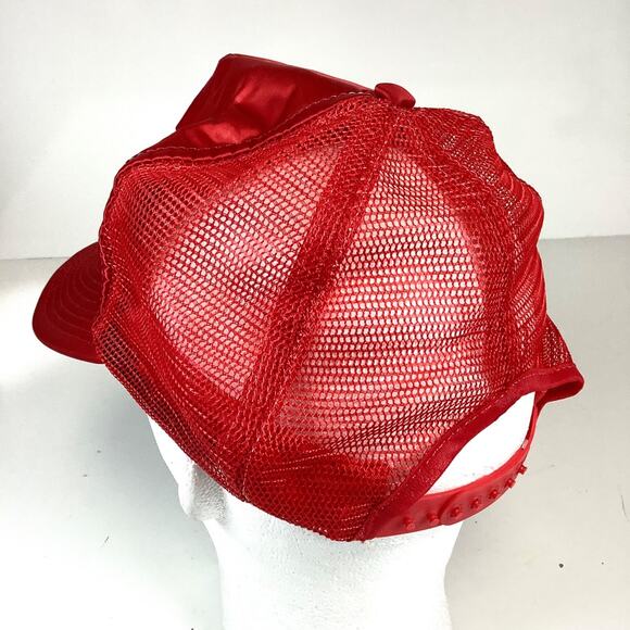 Vintage Enjoy Coca Cola Satin Red Foam Mesh Hat SnapBack Cap Made in USA * NICE! - Picture 4 of 11